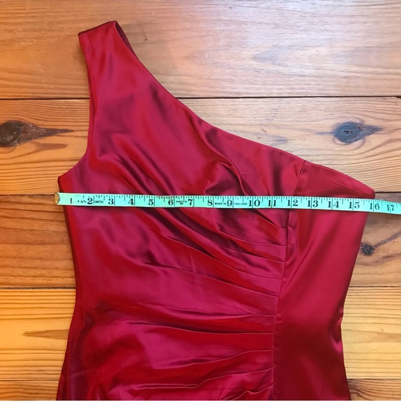 Calvin Klein Red Satin Off the Shoulder Dress, EUC, 8 - Picture 5 of 15